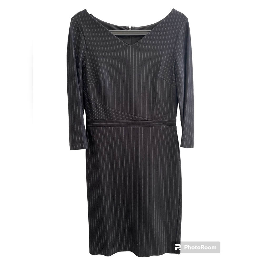 Ann Taylor Black Pinstripe Sheath Dress